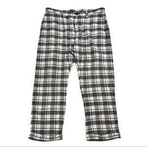 THE GREAT. Black and White Plaid Cropped Pants